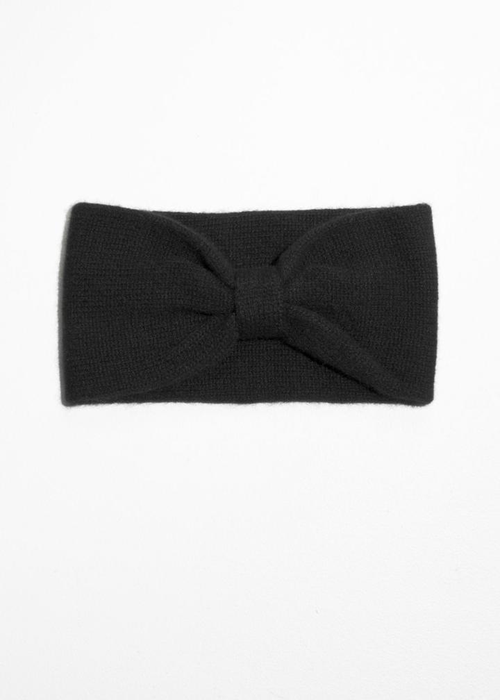Other Stories Cashmere Bow Headband - Black