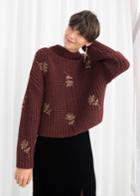 Other Stories Beaded Floral Knit Sweater - Red