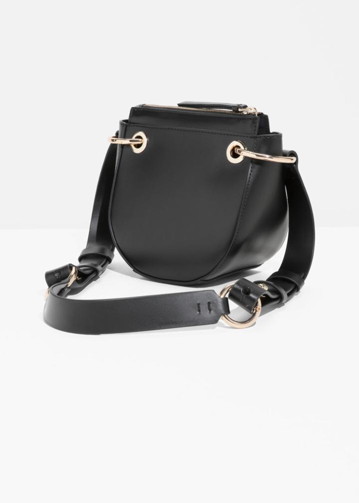 Other Stories Mini Leather Saddle Bag - Black