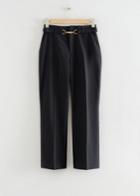 Other Stories Belted High Waist Cropped Trousers - Black