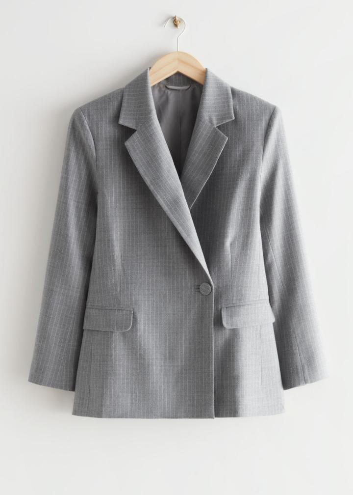 Other Stories Oversized Single Button Blazer - Grey