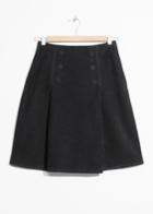 Other Stories Leather Button Stud Skirt - Black