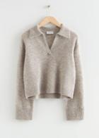 Other Stories Collared Boxy Knit Sweater - Beige