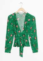 Other Stories Cropped Floral Wrap Blouse - Green
