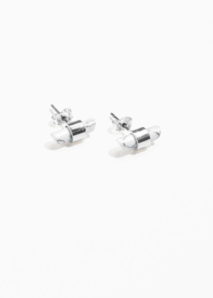 Other Stories Raw Cut Rhinestone Studs - White