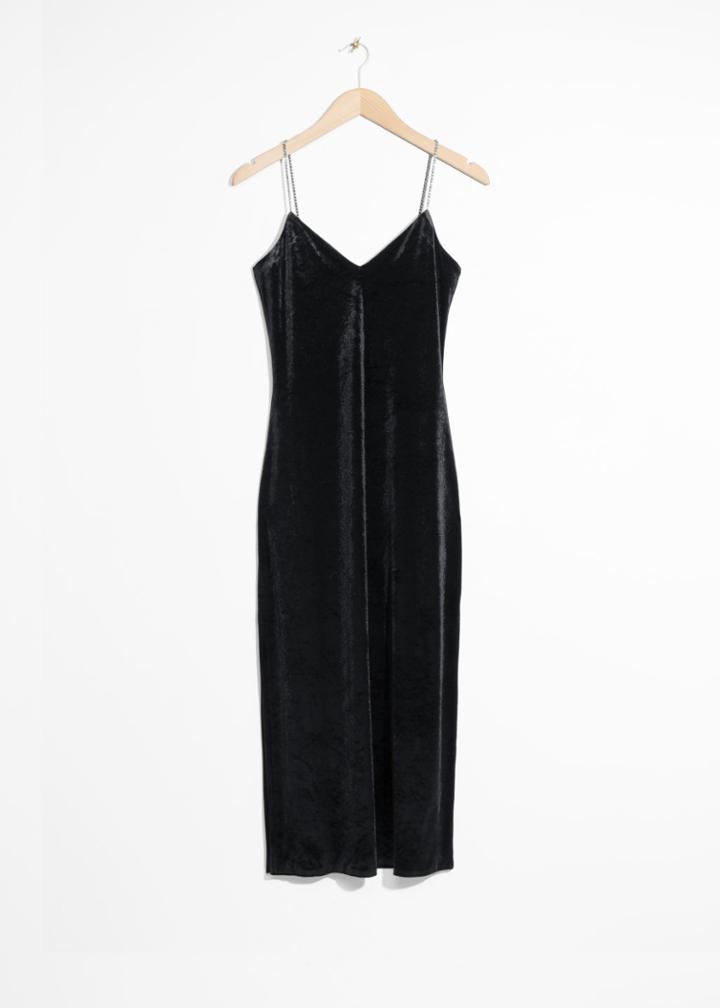 Other Stories Bodycon Dress With Rhinestone Straps - Black