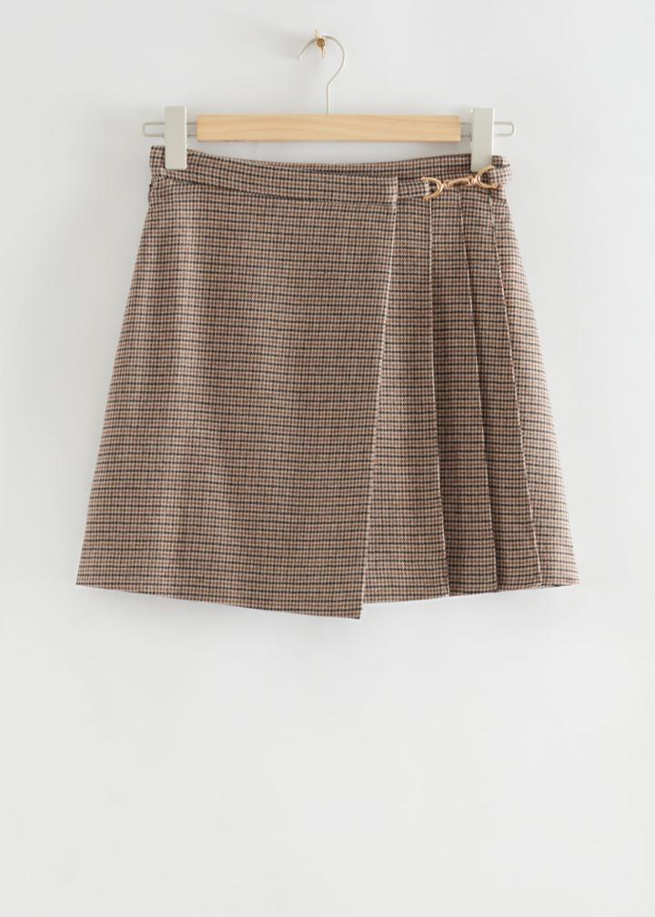 Other Stories Wool Pleated Mini Skirt - Rust