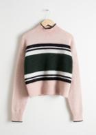 Other Stories Striped Mock Neck Sweater - Pink
