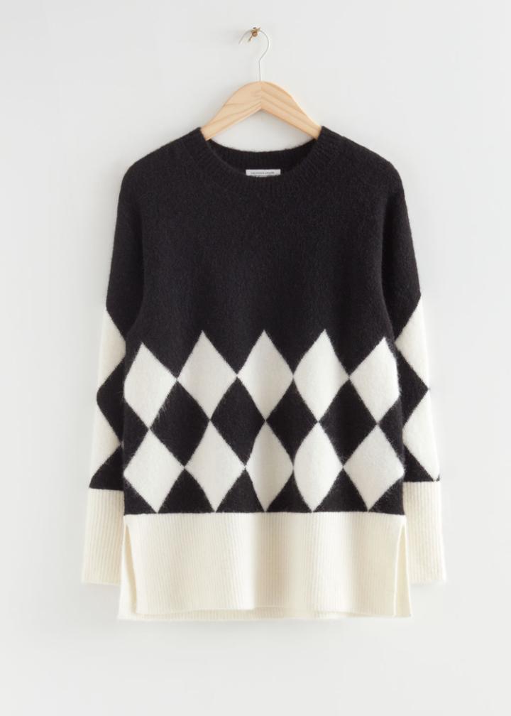 Other Stories Argyle Knit Sweater - White