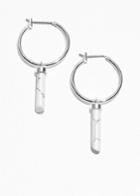 Other Stories Hoop Earrings With Crystal Pendants - White