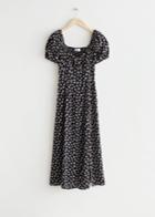 Other Stories Flowy Puff Sleeve Midi Dress - Black