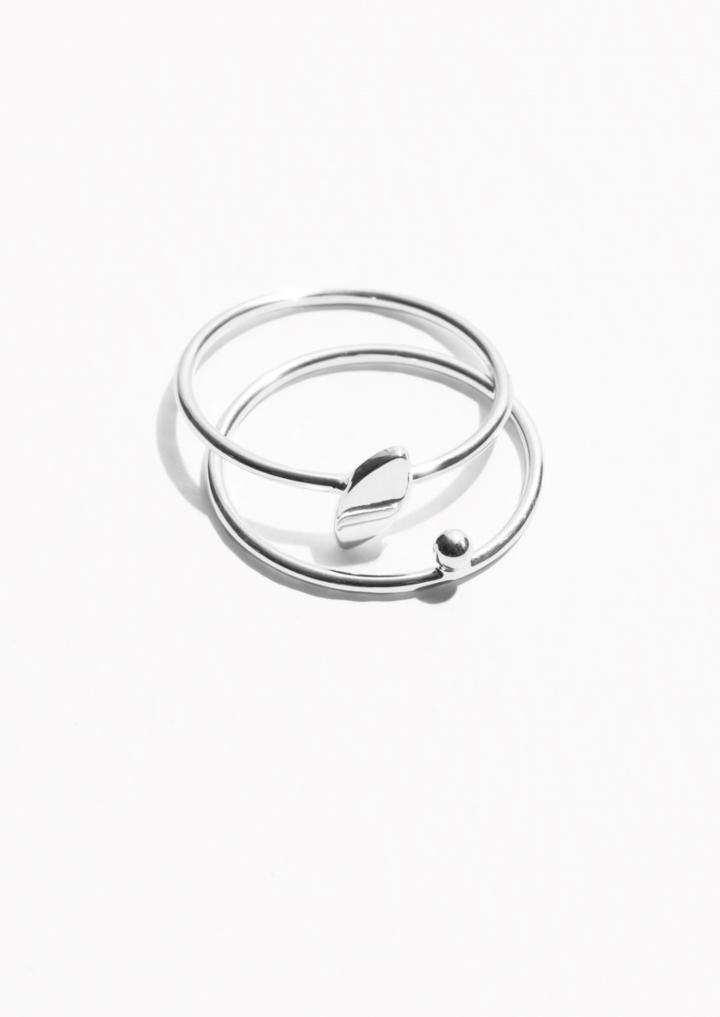 Other Stories Sterling Silver Leafy Ring Set