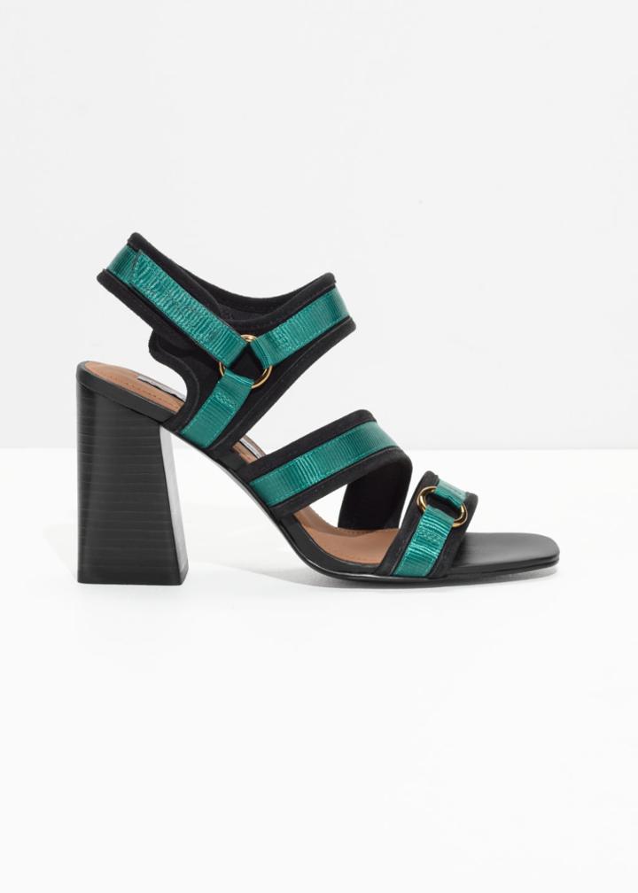 Other Stories Square Toe Heeled Sandals - Black