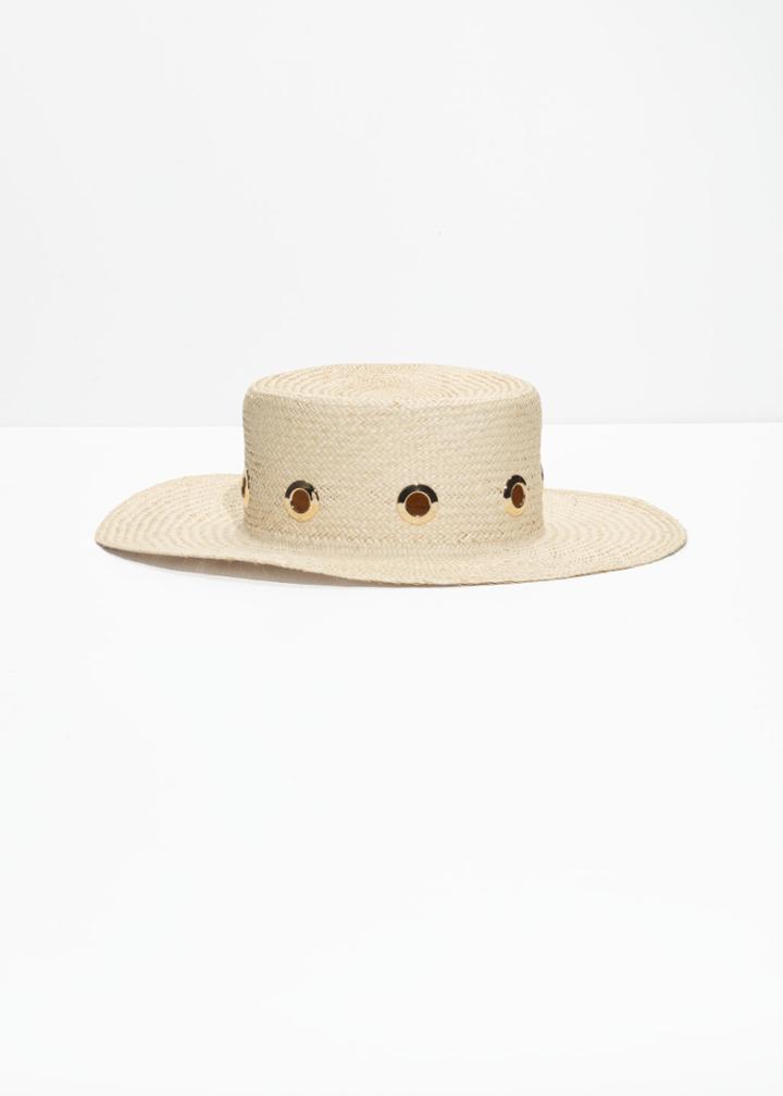 Other Stories Grommet Straw Hat - White