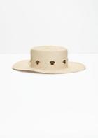 Other Stories Grommet Straw Hat - White