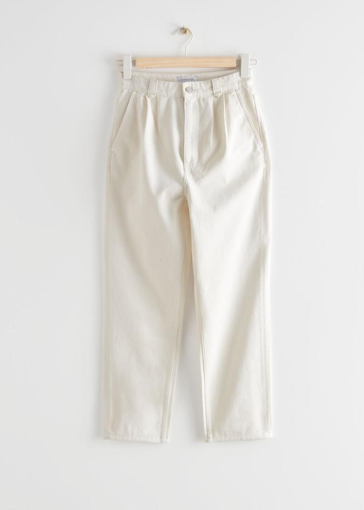 Other Stories Pleated High Waist Jeans - White