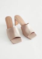 Other Stories Heeled Leather Square Toe Sandals - Beige