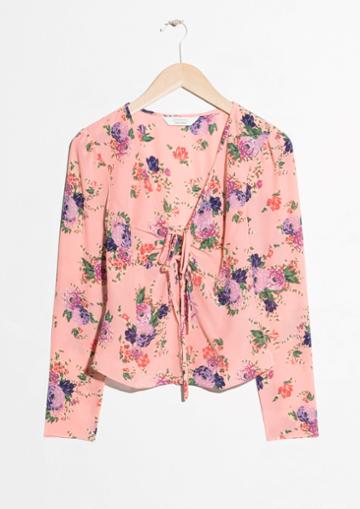 Other Stories Printed Tie Up Blouse