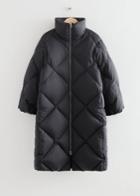 Other Stories Diamond Padded Puffer Coat - Black