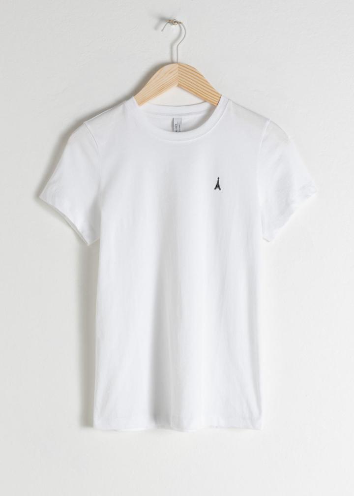 Other Stories Embroidered Organic Cotton T-shirt - White