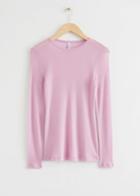 Other Stories Slim Fit Jersey Top - Pink