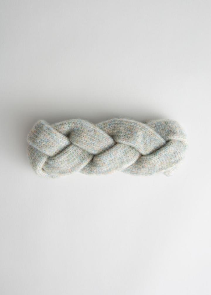 Other Stories Braided Knit Headband - Grey