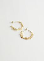 Other Stories Floral Embossed Open Hoop Earrings - Gold