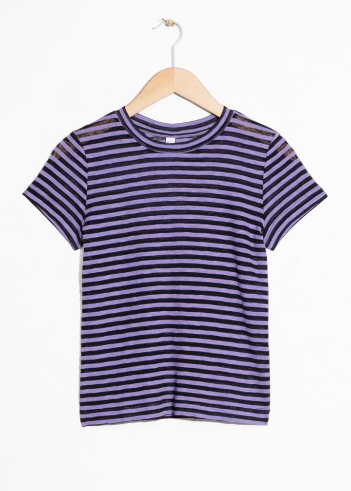 Other Stories Sheer Striped T-shirt - Purple