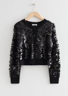 Other Stories Sequin Wool Knit Cardigan - Black