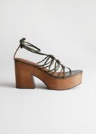Other Stories Lace Up Wooden Platforms - Beige