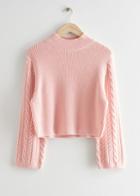 Other Stories Boxy Cable Knit Sweater - Pink