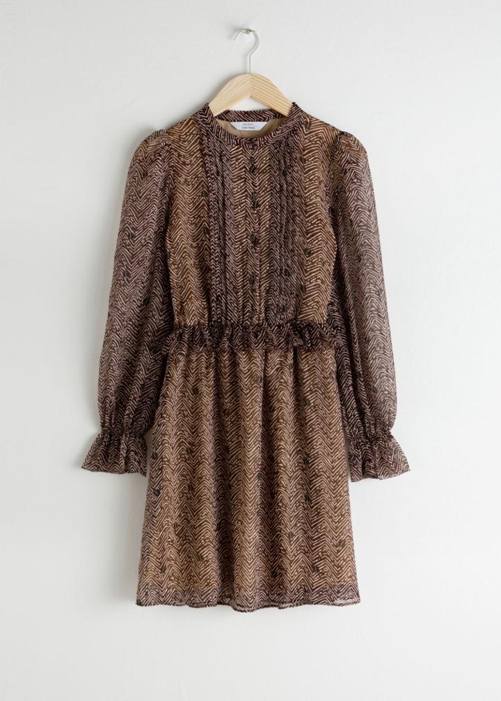 Other Stories Floral Ruffled Mini Dress - Brown