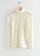 Other Stories Fitted Merino Knit Turtleneck - White
