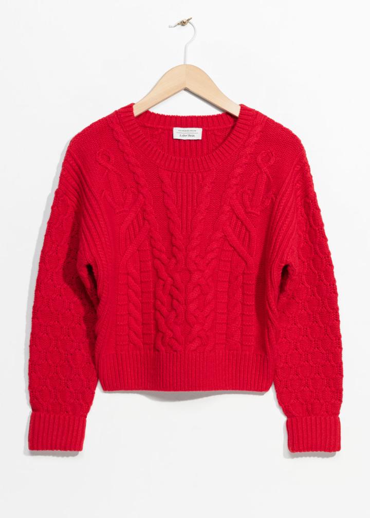 Other Stories Cable Knit Sweater - Red