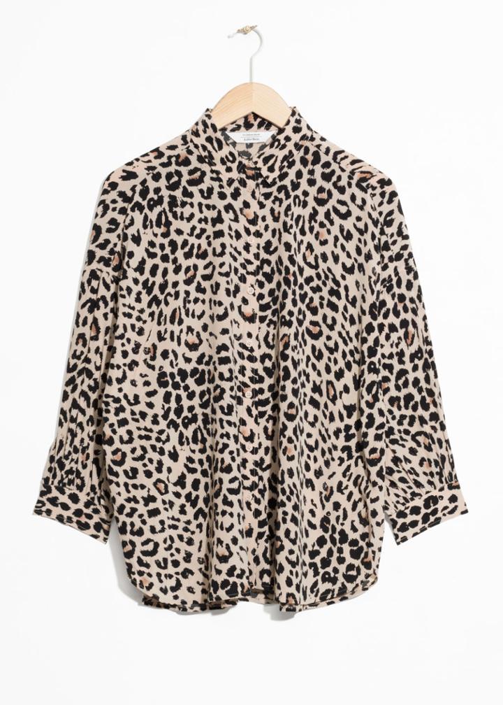 Other Stories Printed Button Down - Beige
