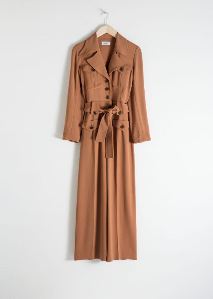 Other Stories Belted Workwear Jumpsuit - Beige