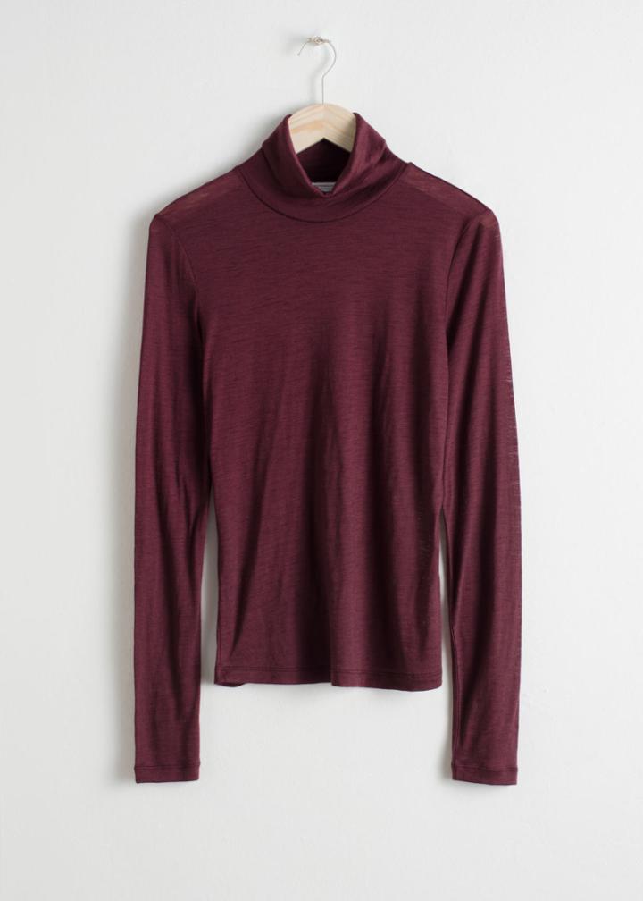 Other Stories Thin Wool Knit Turtleneck - Red
