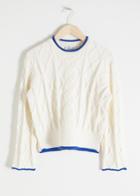 Other Stories Structured Cropped Cable Knit Sweater - White
