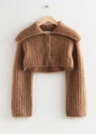 Other Stories Cropped Zip Cardigan - Beige