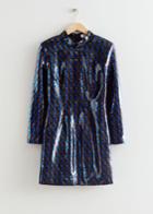 Other Stories Fitted Sequin Mini Dress - Blue