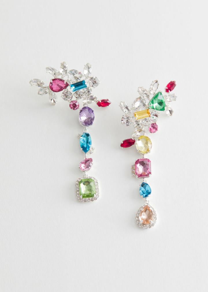 Other Stories Delicate Dangling Gemstone Earrings - Purple
