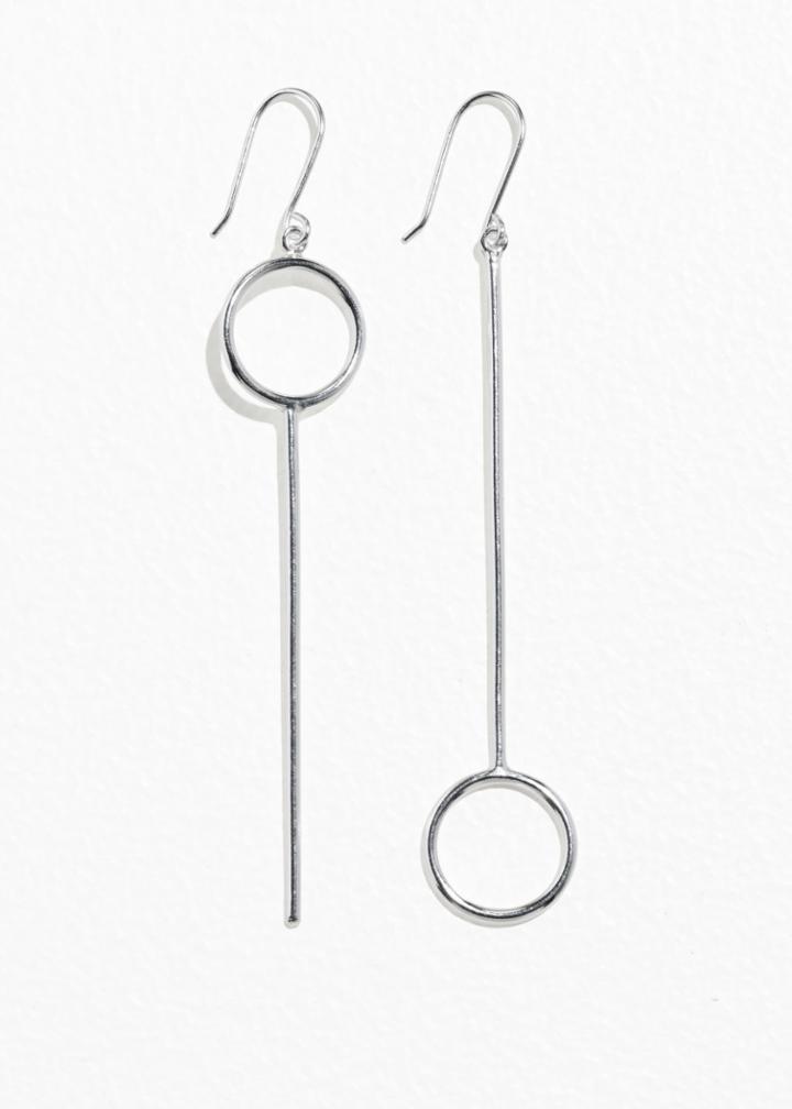 Other Stories Mismatch Circle Shaft Earrings - Silver