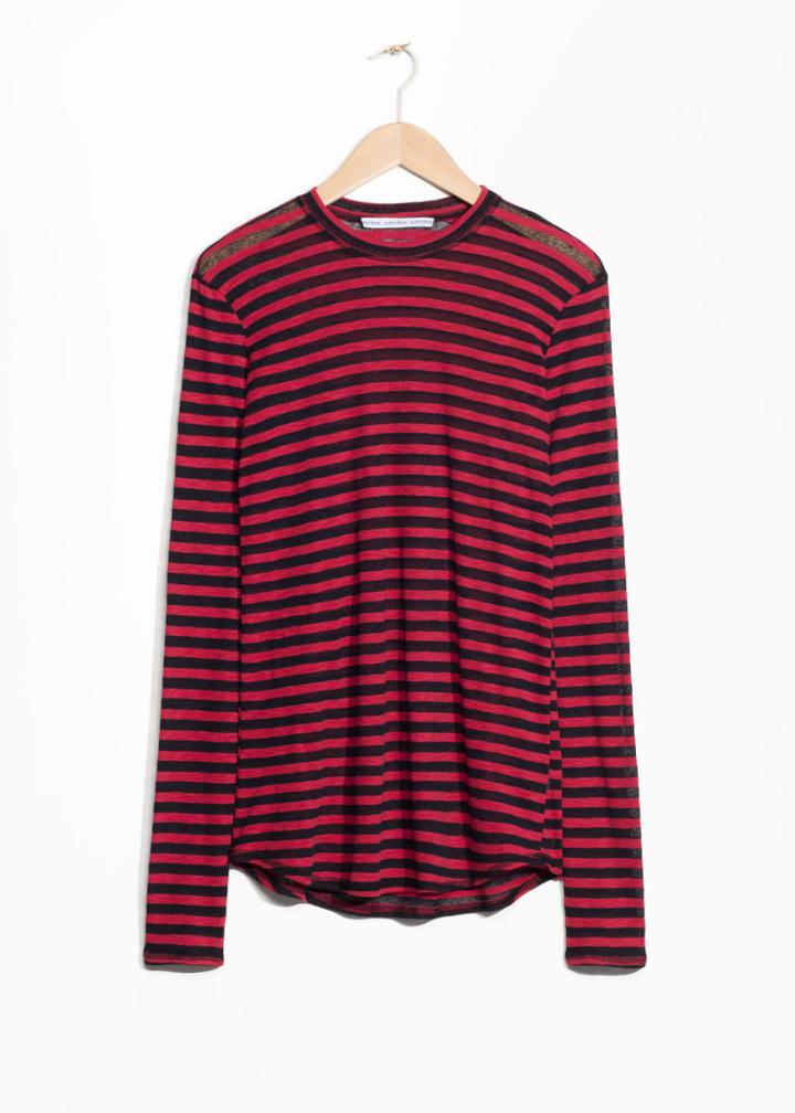 Other Stories Sheer Striped Top - Red