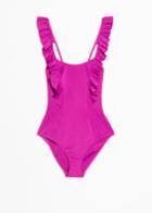 Other Stories Ruffle Strap Swimsuit - Purple