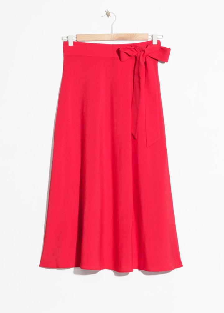 Other Stories Belted Midi Skirt - Red