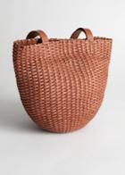 Other Stories Woven Leather Bucket Bag - Beige