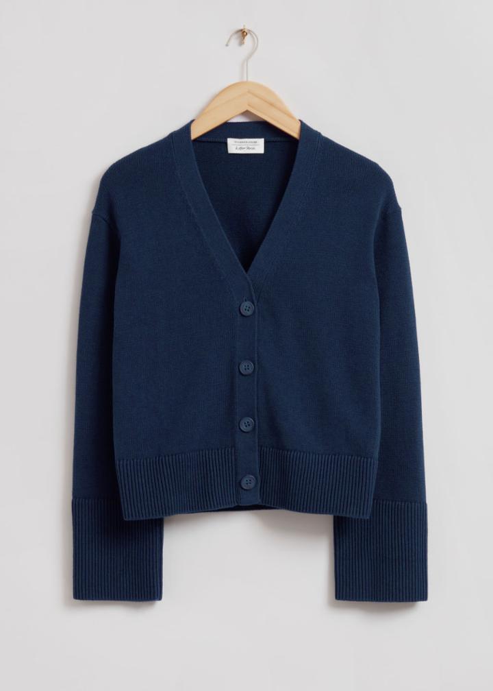 Other Stories Oversized Boxy Wide-sleeve Cardigan - Blue