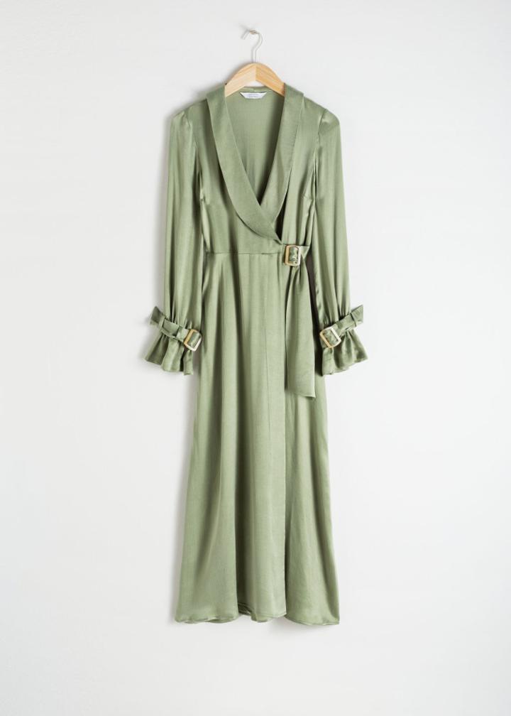 Other Stories Belted Wrap Maxi Dress - Green