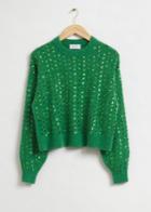 Other Stories Cropped Sequin Embellished Sweater - Green