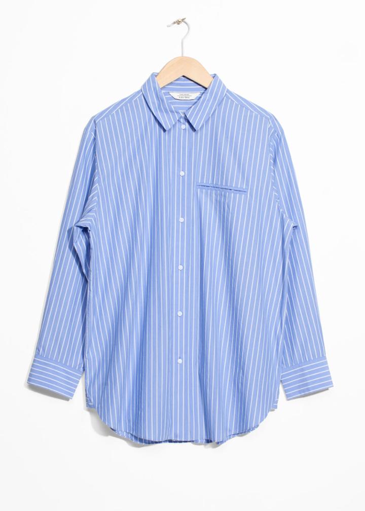 Other Stories Stripe Cotton Shirt - Blue